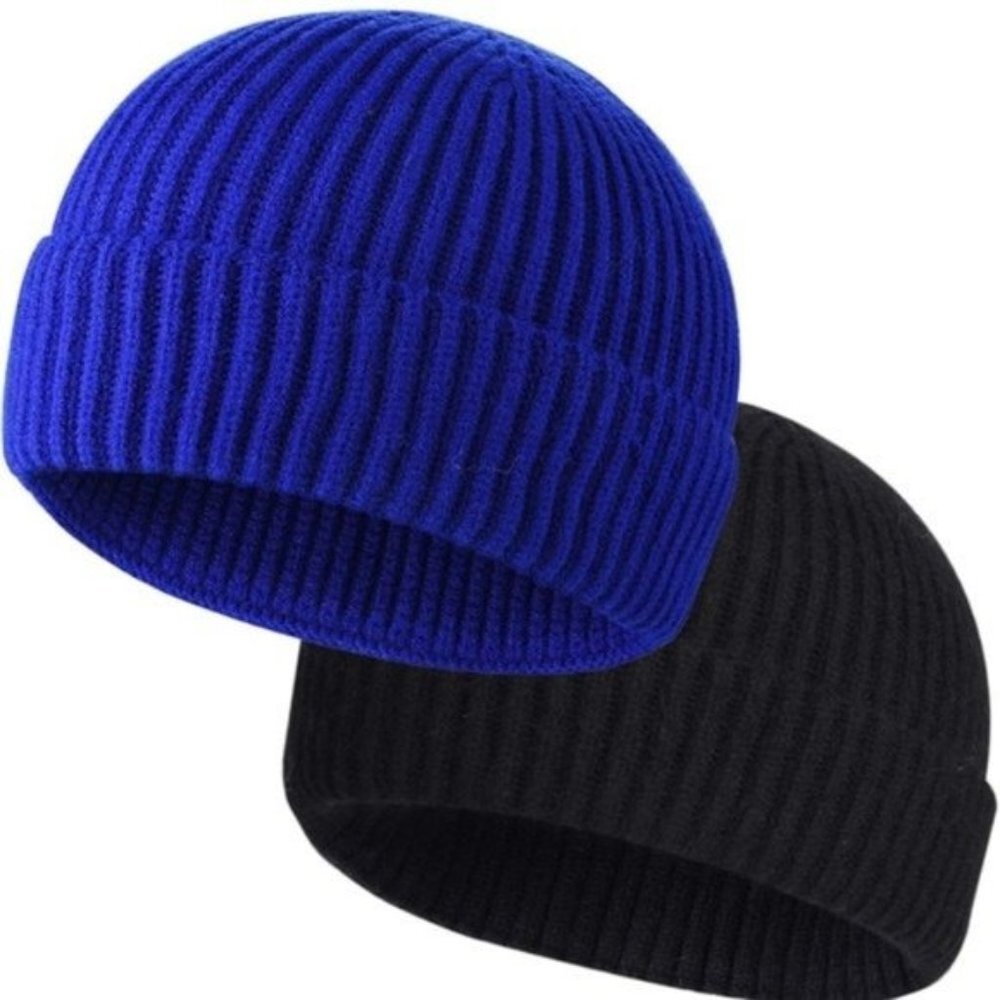 Blue Black Wool Beanie - Picture 2 of 7